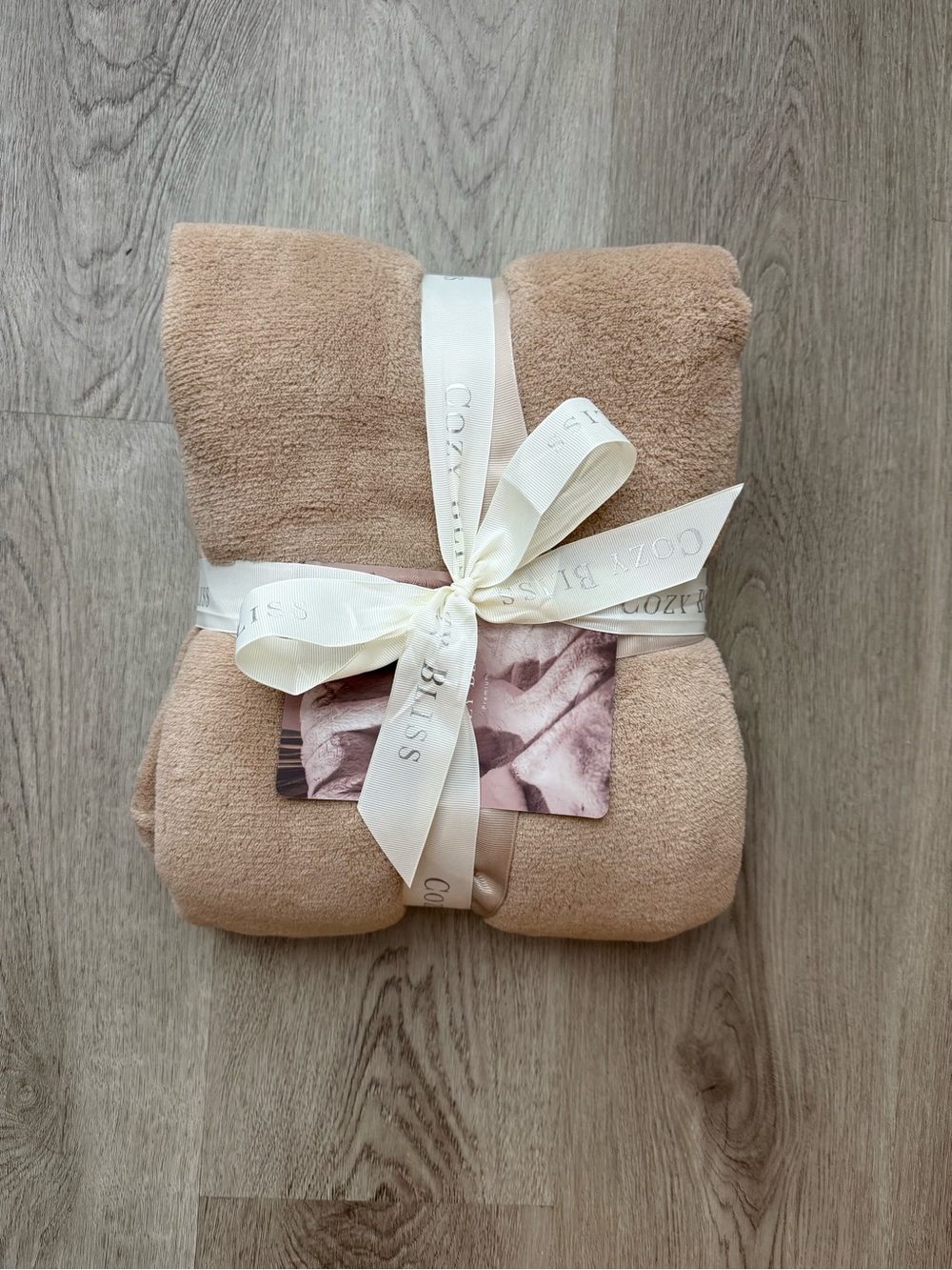 Bliss Plush Throw Blanket in Light Taupe